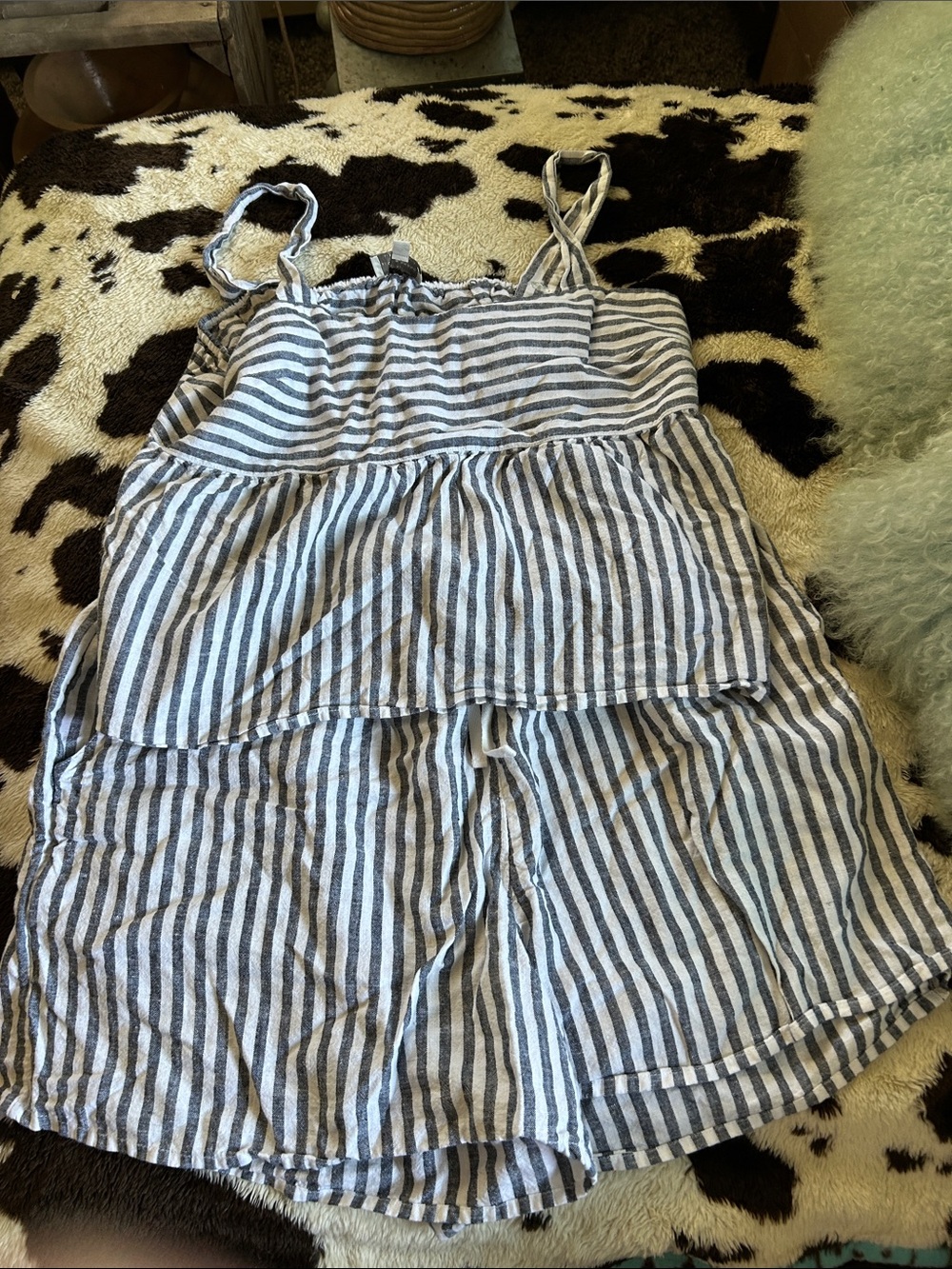 Lucky Brand Blue and White Striped PJ Set